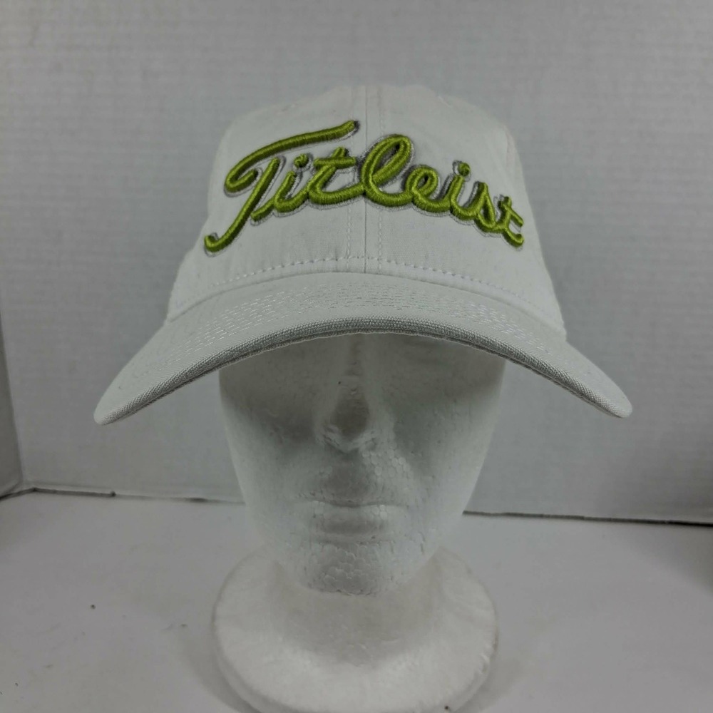 Titleist Golf Hat White Lime Green Mesh Back‎ Adjustable Trucker Cap Mens OSFM